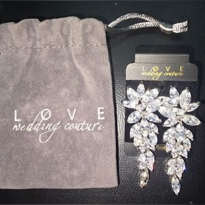 Crystal Rhinestone Drop post Earrings by Love Wedding Couture Bag inc GORGEOUS!!